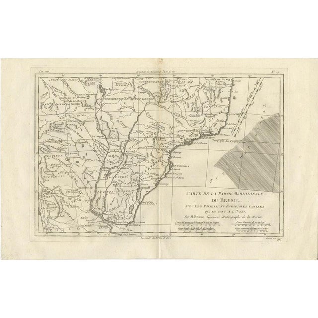 This finely engraved late-18th-century map depicts southern Brazil and the adjoining Spanish possessions to the west,...