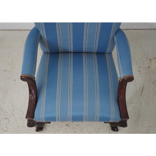 Baker Georgian Style Carved Mahogany Library Chair For Sale - Image 12 of 18