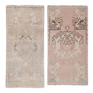 Traditional Handwoven Oushak Wool Yastik Bath Mats - a Pair For Sale