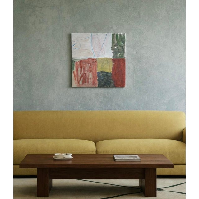 2020s Abstract Acrylic Painting 20x20 Inches, Modern Color Block Wall Art, Square Contemporary Artwork for Living Room Interior For Sale - Image 5 of 5