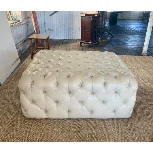1990s Tufted Leather Ottoman For Sale - Image 5 of 10