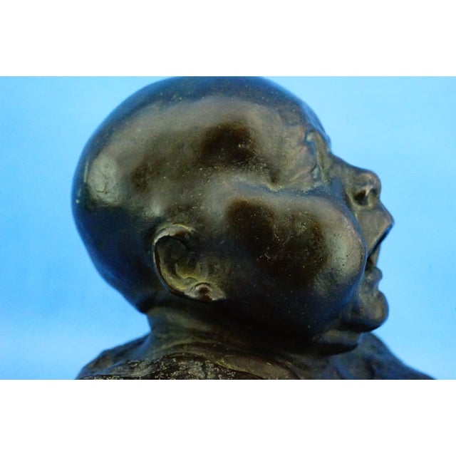 Pietro Ceccarelli, Bust of Newborn Baby First Cry, 1890s, Bronze and Marble For Sale - Image 18 of 18