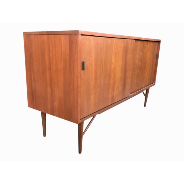 1960s Danish Modern Walnut Sideboard With Sliding Doors For Sale - Image 16 of 18