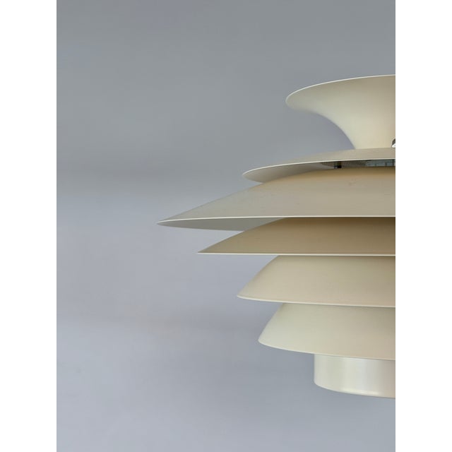 Scandinavian Cream Pendant Lamp with 7 Layers from Jeka, Denmark, 1960s For Sale - Image 4 of 18