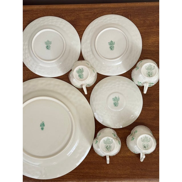 Ceramic Vintage Belleek Shamrock Basketweave Dinnerware Service for 4 - 20 Pieces For Sale - Image 7 of 8