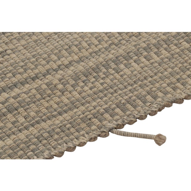 Contemporary Rug & Kilim's Accent Kilim, Beige and Gray Textural Stripes For Sale - Image 3 of 8