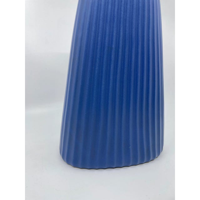 Vintage Blue Art Deco Textured Vase For Sale - Image 12 of 13