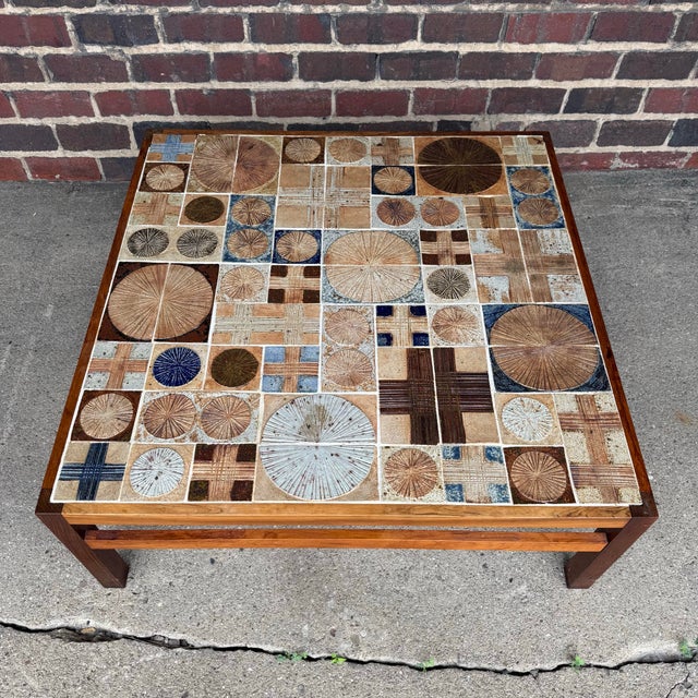 Mid 20th Century Tue Poulson Square Tile Top Coffee Table For Sale - Image 5 of 12
