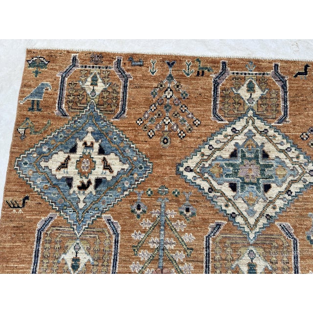 Cinnamon & Sky Blue Tribal Qashqai Rug - 8' X 9'8" For Sale - Image 6 of 6