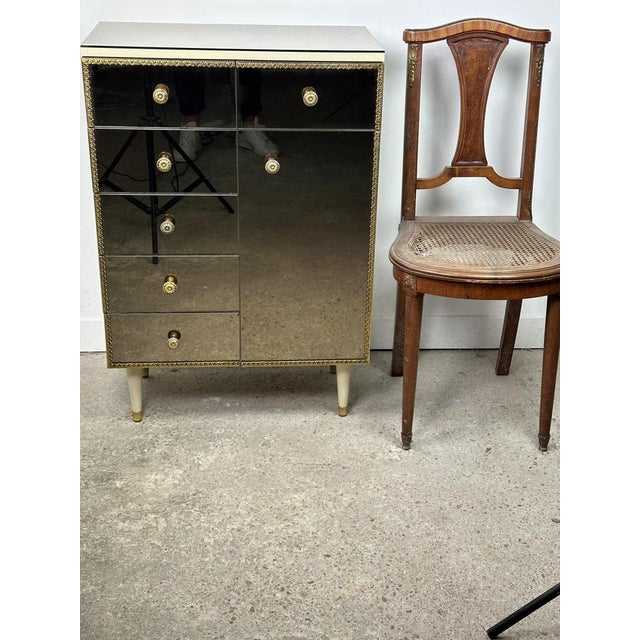 Metal Vintage Italian Mirror Glass Chest of Drawers, 1960s For Sale - Image 7 of 12