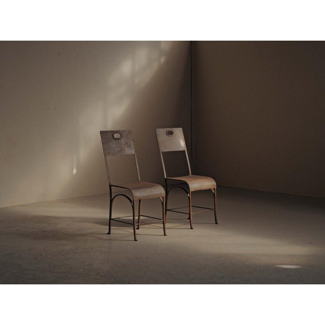 Riveted Steel and Patinated Sheet Metal Chairs, 1920, Set of 2 For Sale - Image 14 of 18