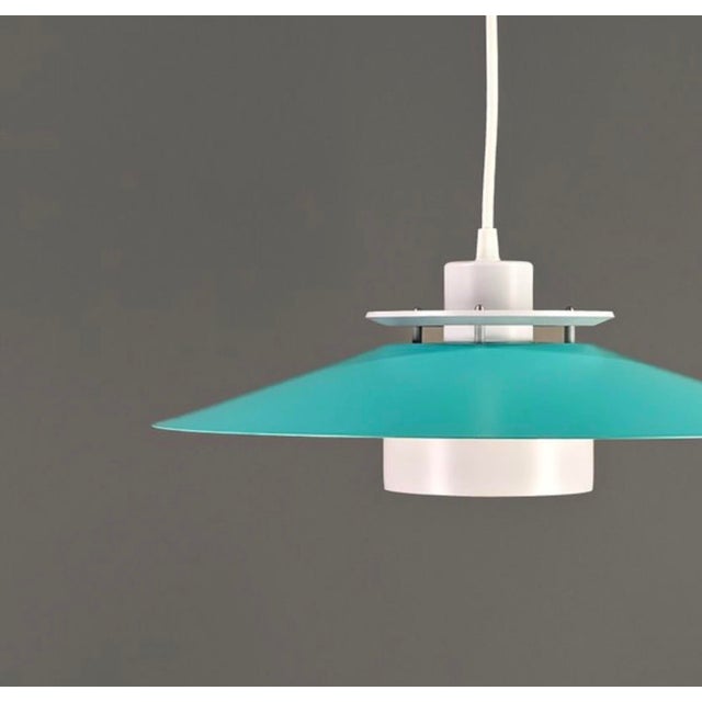 Mid-Century Modern Turquoise and White Pendant Lamp from Dana Light, Denmark, 1970s For Sale - Image 3 of 10