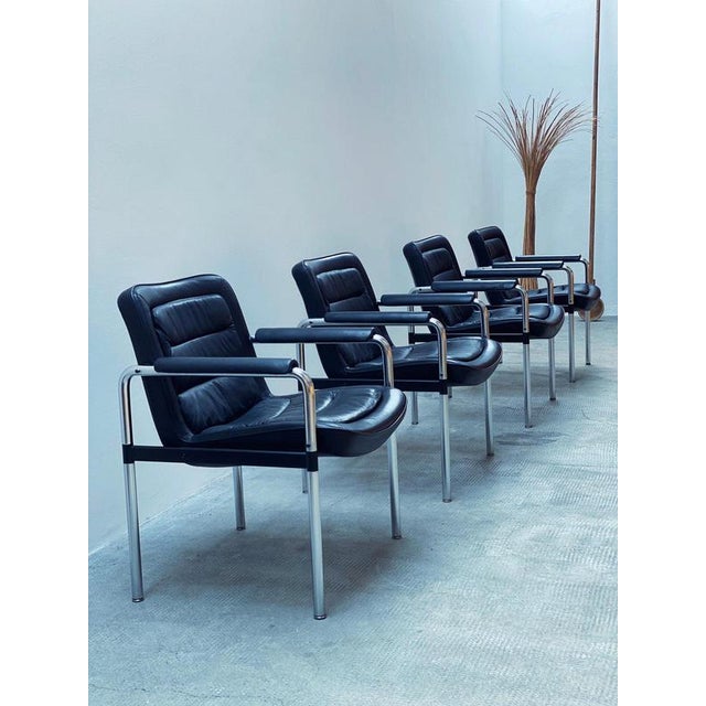 Set of 4 very solid and comfortable office leather armchairs from the 8400 series by Jorgen Kastholm for Kusch & Co.,...