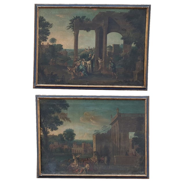 Miracles of Saint Vincent Ferrer, 18th Century, Oil on Canvas Paintings, Framed, Set of 2 For Sale