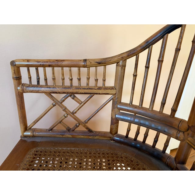 1970s Brighton Pavilion Chair, Scorched Bamboo For Sale In Houston - Image 6 of 8