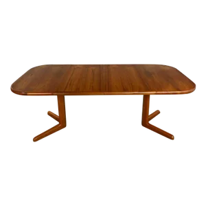Vintage Teak Scandinavian Modern Expanding Dining Table With 2 Leaves Style Neils Moller