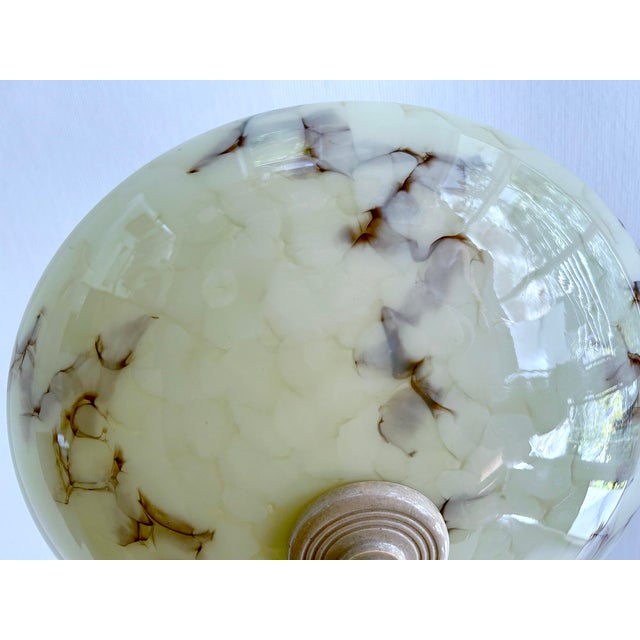 Art Deco Pendant Light in Ivory Marble Glass, 1930s For Sale - Image 12 of 18