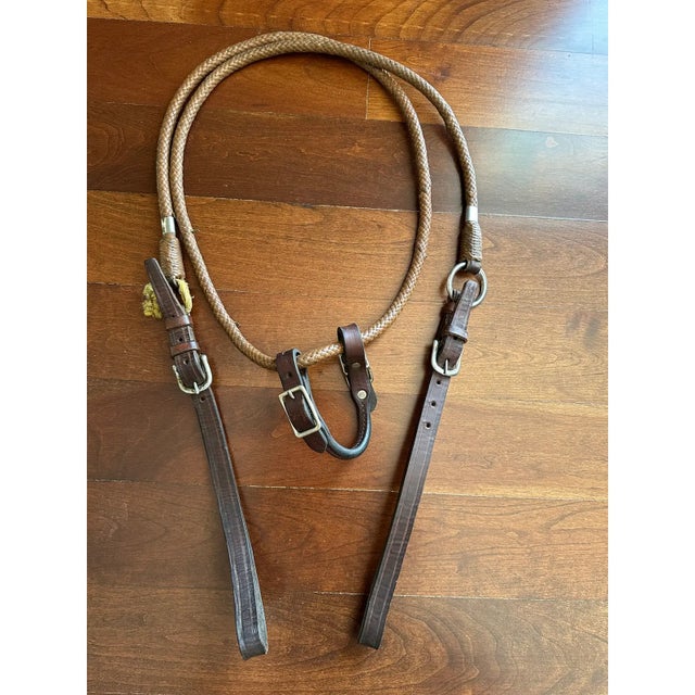 Vintage English 80” Braided Plaited Leather, Stainless Steel Equestrian Horse Rein For Sale - Image 17 of 17