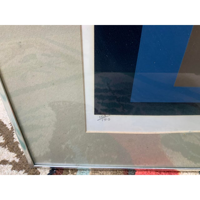 Blue Mid Century Lithograph, Pencil Signed Friedlaender For Sale - Image 8 of 8