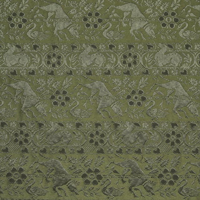Contemporary Sample - Schumacher Animali Fabric In Moss For Sale - Image 3 of 6