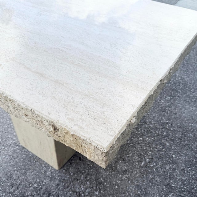 Stone Vintage Italian Travertine Square Top Dining Table For Sale - Image 7 of 11