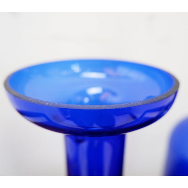 Vintage Handblown Cobalt Blue Glass Vases, Set of 2 For Sale - Image 4 of 12