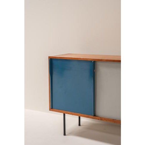 Guillerme et Chambron Mid-Century Modern French Cabinet with Sliding Panels by Guillerme et Chambron, 1950s For Sale - Image 4 of 16