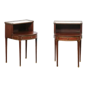 Late 20th Century French Louis XVI Style 2-Tiered End Tables, a Pair