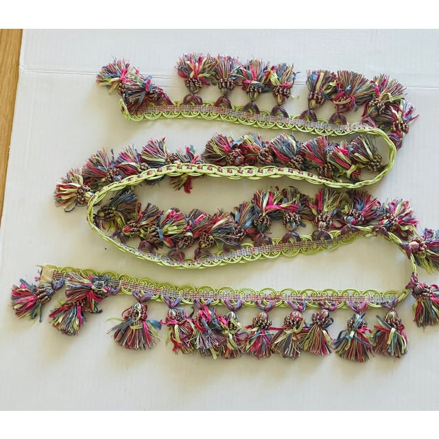 Multicolor confetti vintage French trim with tassels, 5 ft long