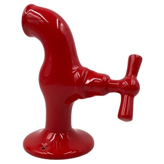 Red Tap Shaped Ceramic Sculpture by JC Peiré, France, 1970s For Sale