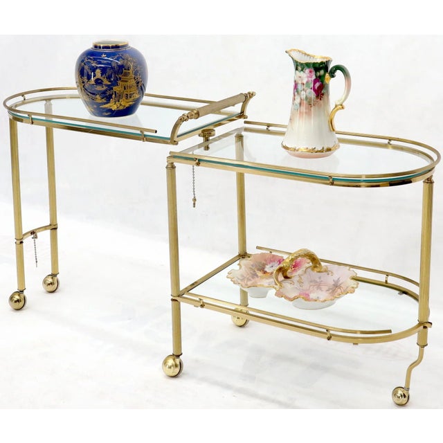 Brass Half Oval Expandable Serving Cart Tray Table For Sale - Image 8 of 13