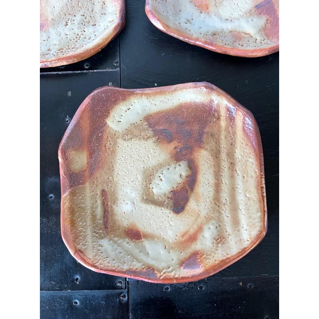 Set of Five Yohen-Kin Shino Ceramic Plates by Suzuki Tomio For Sale - Image 9 of 17