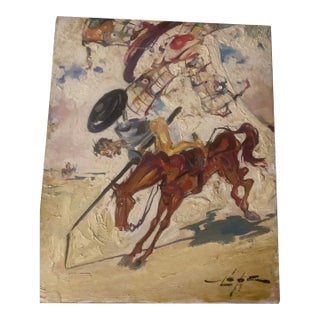 Contemporary Expressionist Don Quixote Original Oil on Canvas For Sale