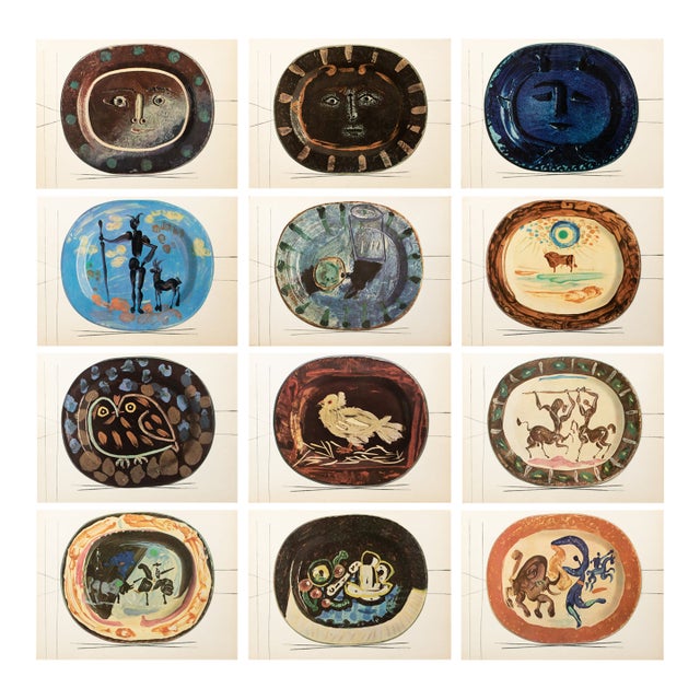 1955 Set of 12 Prints of Picasso's Ceramic Platters For Sale