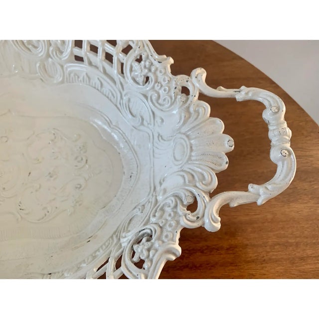 French Country Reticulated Cast Iron Cachepot in White For Sale - Image 4 of 8
