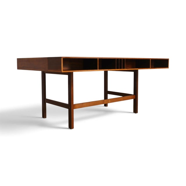 Brown Peter Lovig Danish Vintage Mid Century Modern Flip Top Teak Desk C. 1970s For Sale - Image 8 of 15