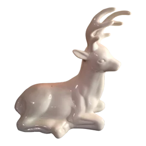 1980s White Porcelain Deer Figurine