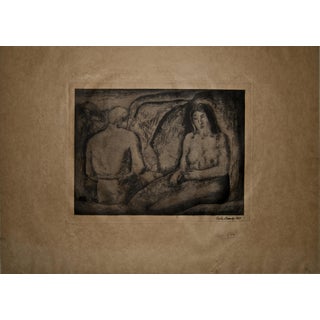 Carlo Carrà, Amanti (Lovers) Etching, Modern Style, Signed, Limited Edition of 75, 1920s, Etching For Sale