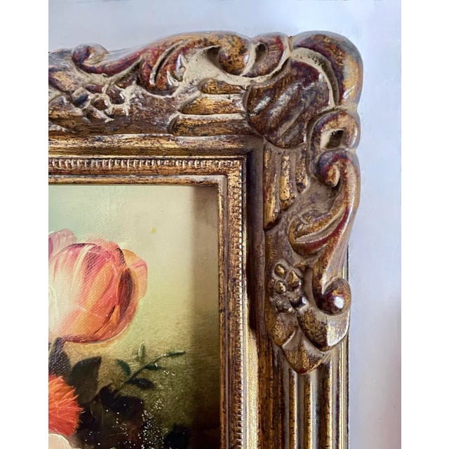 Late 20th Century Vintage Floral Arrangement Oil Painting For Sale - Image 5 of 6