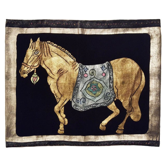 Mediterranean Horse Silk Velvet Pillow Cover For Sale - Image 3 of 3