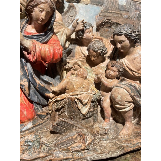 Nativity Scene, Celestial Court, 18th Century, Terracotta, Italian For Sale - Image 4 of 18