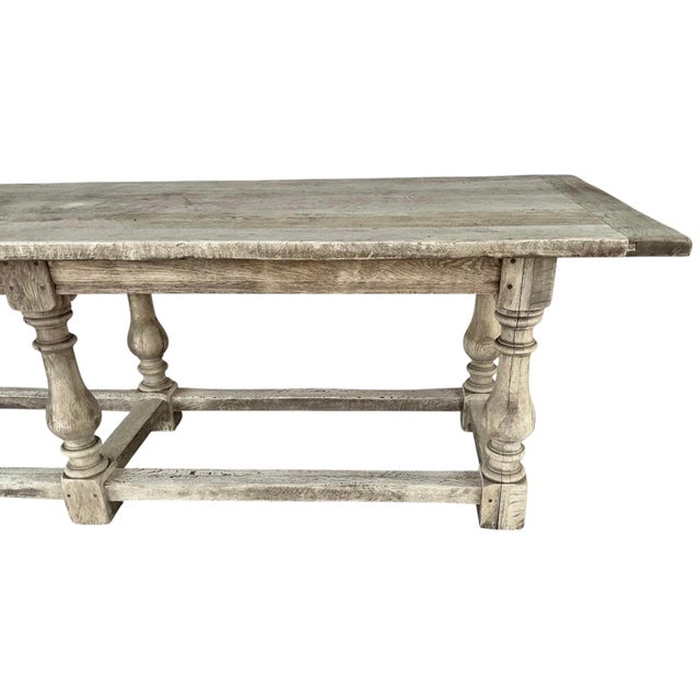 English Jacobean Style Bleached Oak Dining Table, Late 19th Century For Sale - Image 4 of 11