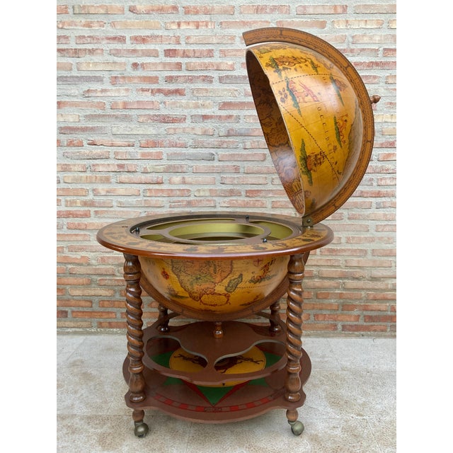 Mid-Century Modern Vintage Italian World Globe Dry Bar, 1960s For Sale - Image 3 of 18