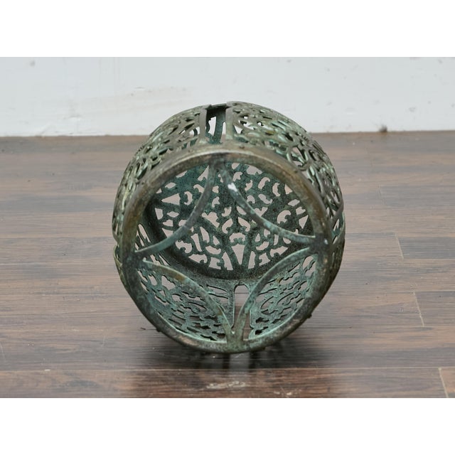 Metal Midcentury Bronze Garden Seat with Openwork Foliate Design For Sale - Image 7 of 10