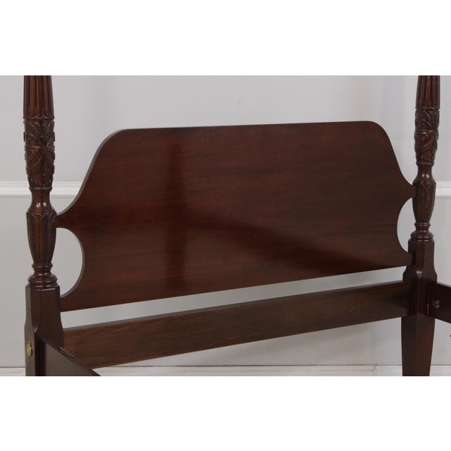 1980s Councill Craftsmen Queen Size Mahogany Rice Carved Poster Bed For Sale - Image 5 of 18