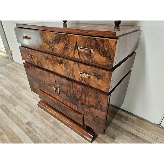 Art Deco Walnut Burl Sideboard with Mirror, 1940 For Sale - Image 4 of 18