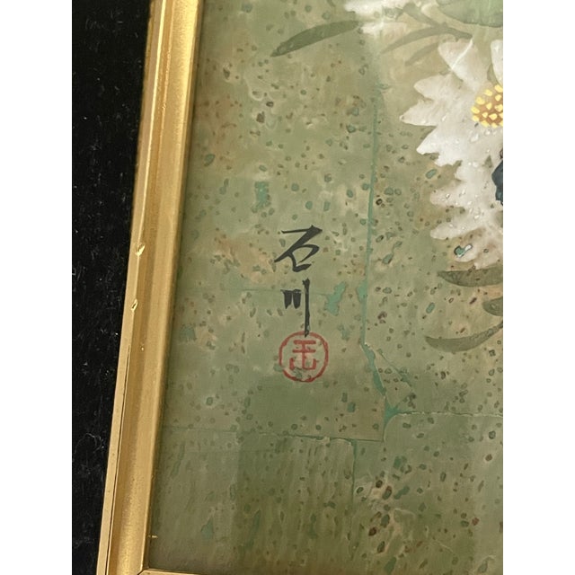 1940s Gorgeous Pair of Chinese Floral Watercolors Signed Framed For Sale In Miami - Image 6 of 9