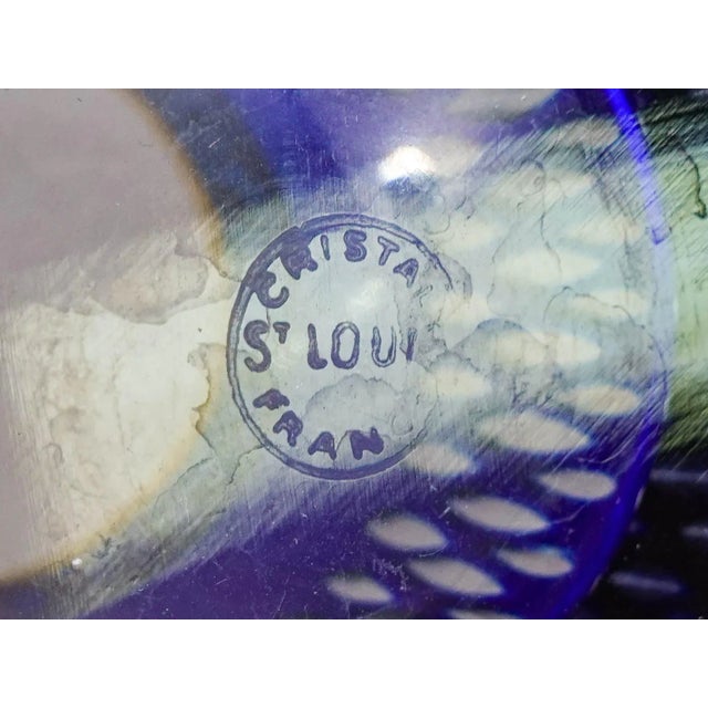 Glass Mid 20th Century Saint St Louis Crystal France Thistle Blue & Gold Encrusted Tea Tumbler Glass For Sale - Image 7 of 8