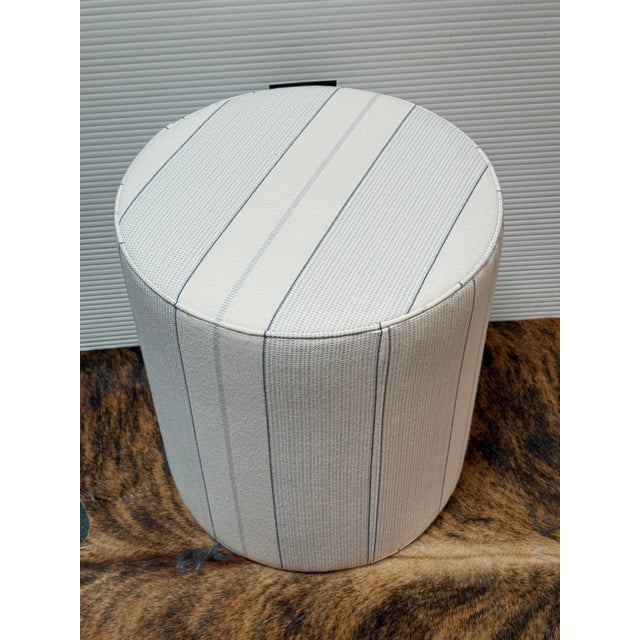 Textile Lee Industries Sunbrella Drum Ottoman For Sale - Image 7 of 12