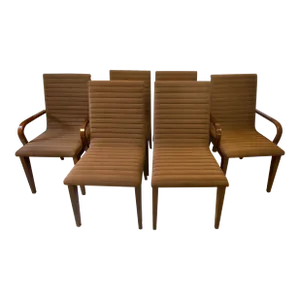 Set of 6 Art Deco Style Dining Chairs, Upholstered Dining Chairs